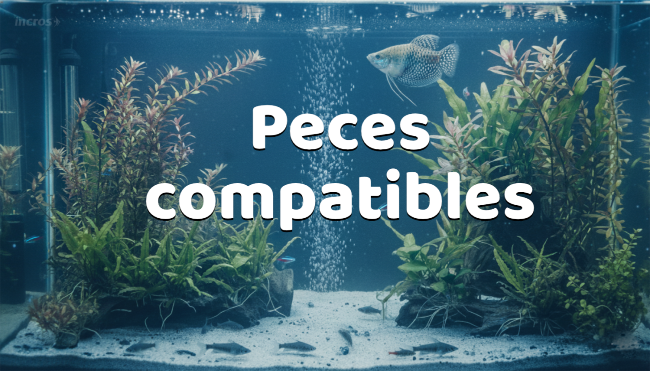 Acuario comunitario con plantas y Gourami - Portada Guía de Peces Compatibles